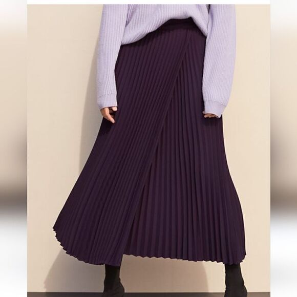 Babaton Purple  Pleated Midi Skirt - Picture 1 of 8